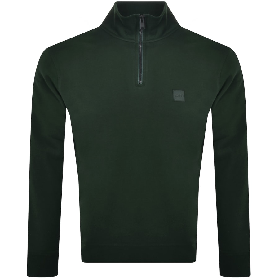 BOSS Zetrust Quarter Zip Sweatshirt Green Mainline Menswear